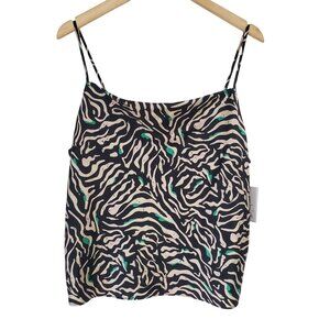 NWT Nine West Womens Zebra Print Sleeveless Camisole Top‎ Size L Party Festival